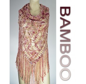 handmade crochet Shawl on bamboo 100% print orange with fringes