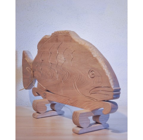 Hand made lamp in ash wood on Fish shape