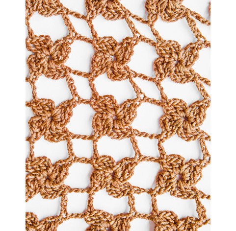 handmade crochet shawl on corn fiber camel